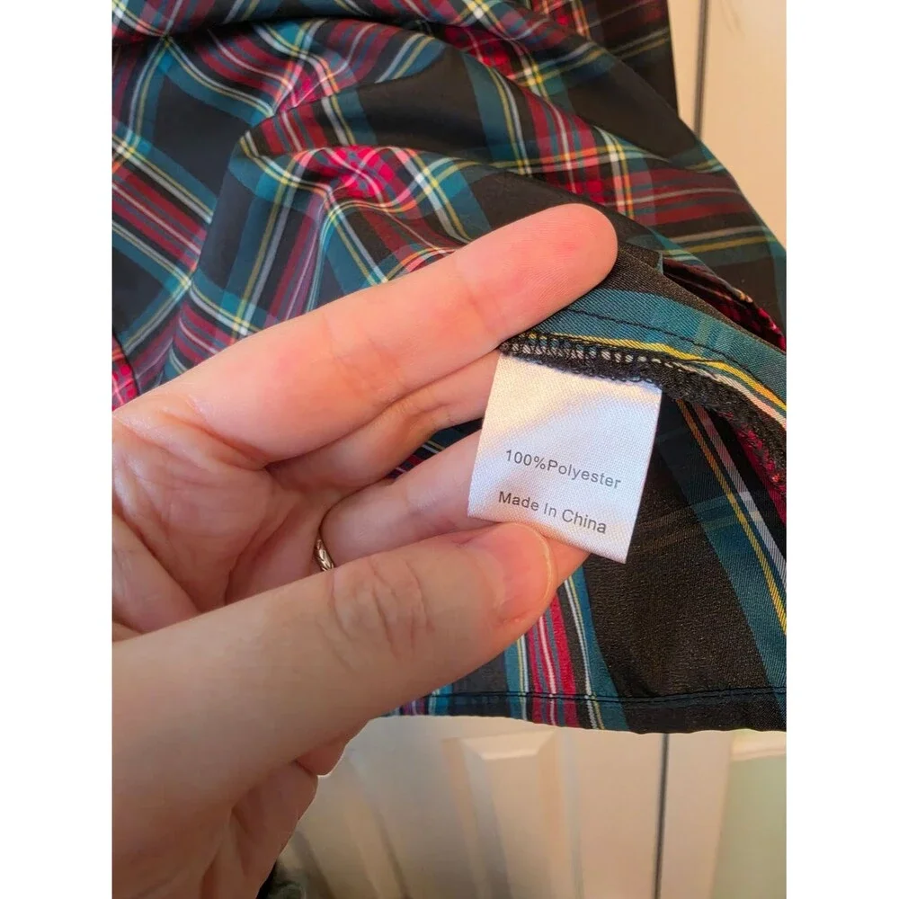 Tuckernuck Highland Tartan Bouvier Blouse Plaid Ruffle Neck Size Small
